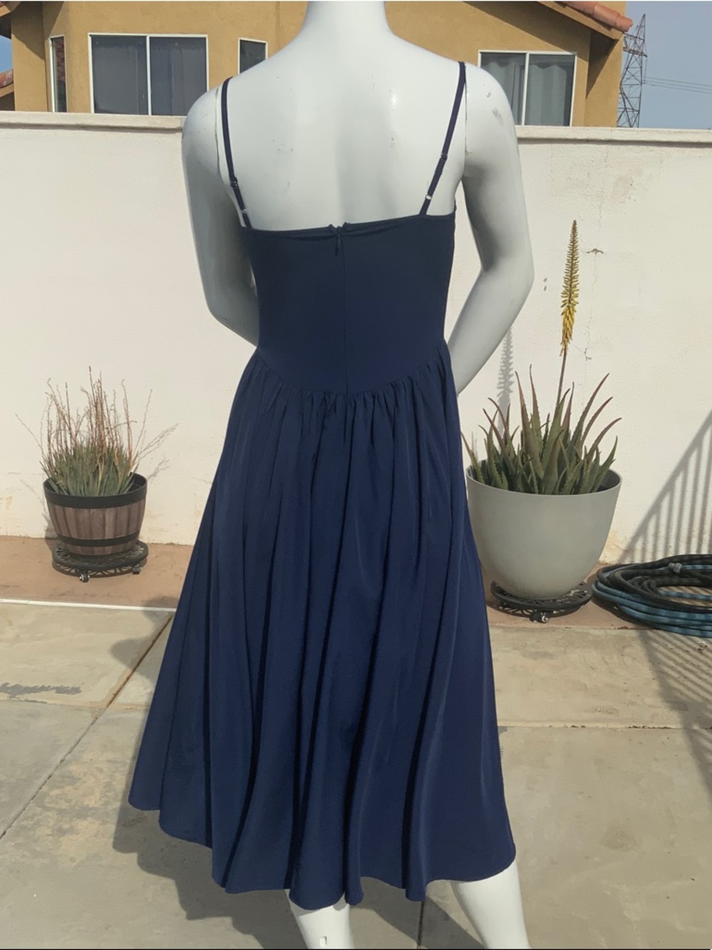 Navy Spaghetti Strap Midi Dress - Classic Women's Summer Dress